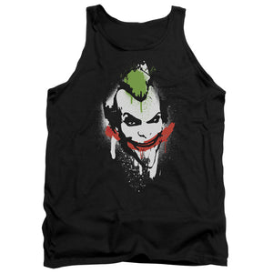 AN OFFCIALLY LICENSED ARKHAM CITY SPRAYPAINT SMILE ADULT UNISEX TANK TOP BLACK