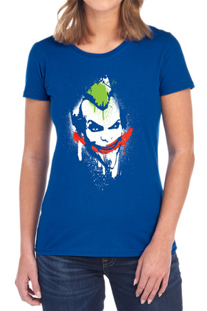 AN OFFCIALLY LICENSED ARKHAM CITY SPRAYPAINT SMILE WOMEN'S REGULAR FIT T-SHIRT BLACK