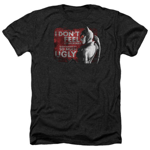 AN OFFCIALLY LICENSED ARKHAM CITY SO MUCH UGLY MEN'S HEATHER T-SHIRT CHARCOAL