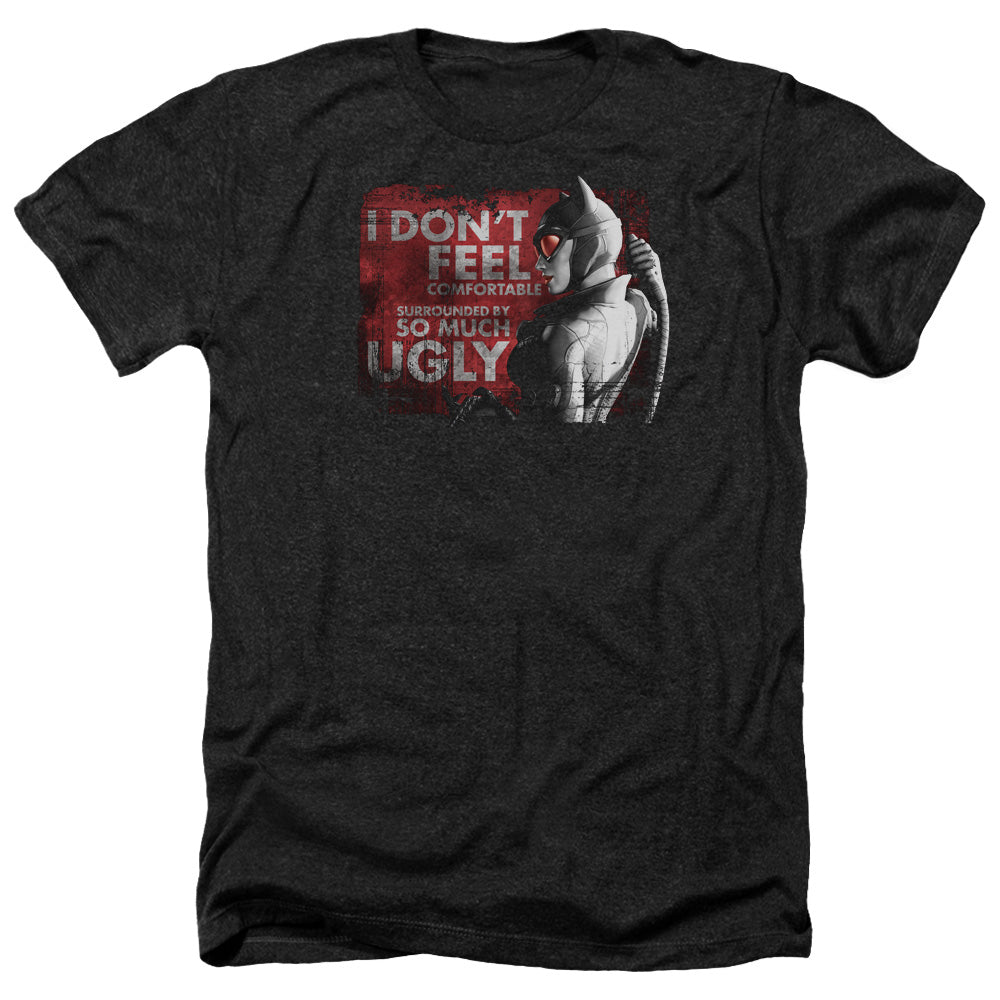 AN OFFCIALLY LICENSED ARKHAM CITY SO MUCH UGLY MEN'S HEATHER T-SHIRT CHARCOAL