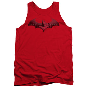 AN OFFCIALLY LICENSED ARKHAM CITY IN THE CITY ADULT UNISEX TANK TOP RED