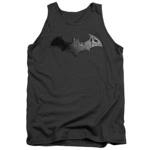 AN OFFCIALLY LICENSED ARKHAM CITY BAT LOGO ADULT UNISEX TANK TOP CHARCOAL