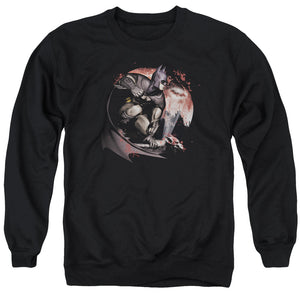 AN OFFCIALLY LICENSED ARKHAM CITY BLOOD MOON ADULT UNISEX CREWNECK SWEATSHIRT BLACK
