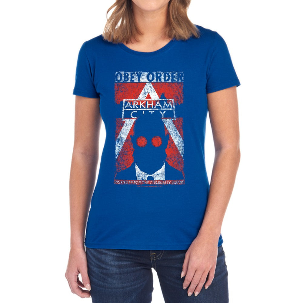 Arkham City Obey Order Poster Licensed Women's T-Shirt Regular Fit MD
