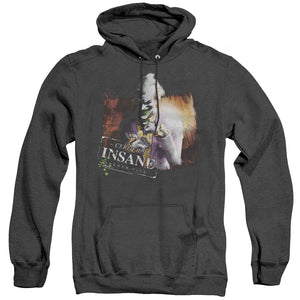 AN OFFCIALLY LICENSED ARKHAM CITY CERTIFIED INSANE ADULT UNISEX HEATHER PULLOVER HOODIE BLACK
