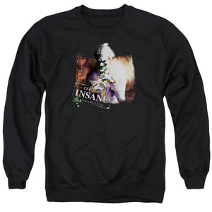 AN OFFCIALLY LICENSED ARKHAM CITY CERTIFIED INSANE ADULT UNISEX CREWNECK SWEATSHIRT BLACK