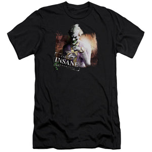 AN OFFCIALLY LICENSED ARKHAM CITY CERTIFIED INSANE MEN'S PREMIUM SLIM FIT T-SHIRT BLACK