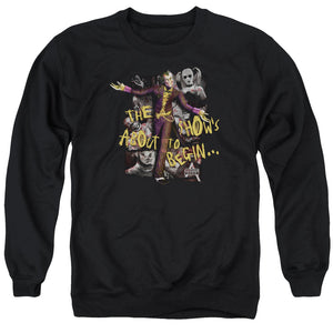 AN OFFCIALLY LICENSED ARKHAM CITY ABOUT TO BEGIN ADULT UNISEX CREWNECK SWEATSHIRT BLACK