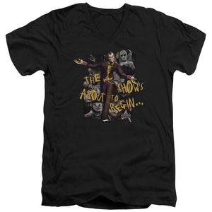 AN OFFCIALLY LICENSED ARKHAM CITY ABOUT TO BEGIN MEN'S V-NECK T-SHIRT BLACK