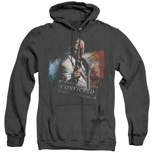 AN OFFCIALLY LICENSED ARKHAM CITY TWO FACE ADULT UNISEX HEATHER PULLOVER HOODIE BLACK