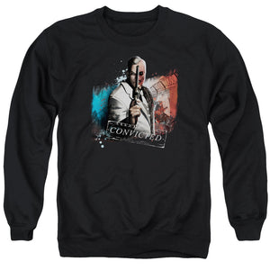 AN OFFCIALLY LICENSED ARKHAM CITY TWO FACE ADULT UNISEX CREWNECK SWEATSHIRT BLACK
