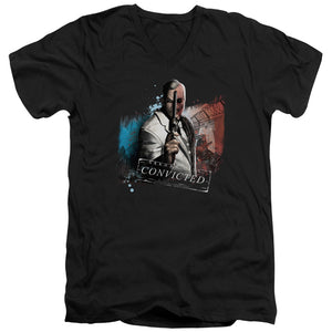 AN OFFCIALLY LICENSED ARKHAM CITY TWO FACE MEN'S V-NECK T-SHIRT BLACK