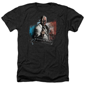 AN OFFCIALLY LICENSED ARKHAM CITY TWO FACE MEN'S HEATHER T-SHIRT CHARCOAL
