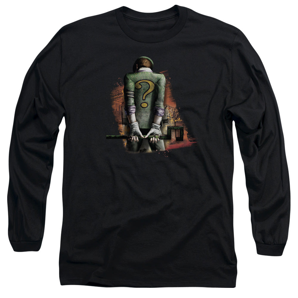 AN OFFCIALLY LICENSED ARKHAM CITY RIDDLER CONVICTED MEN'S LONG SLEEVE T-SHIRT BLACK