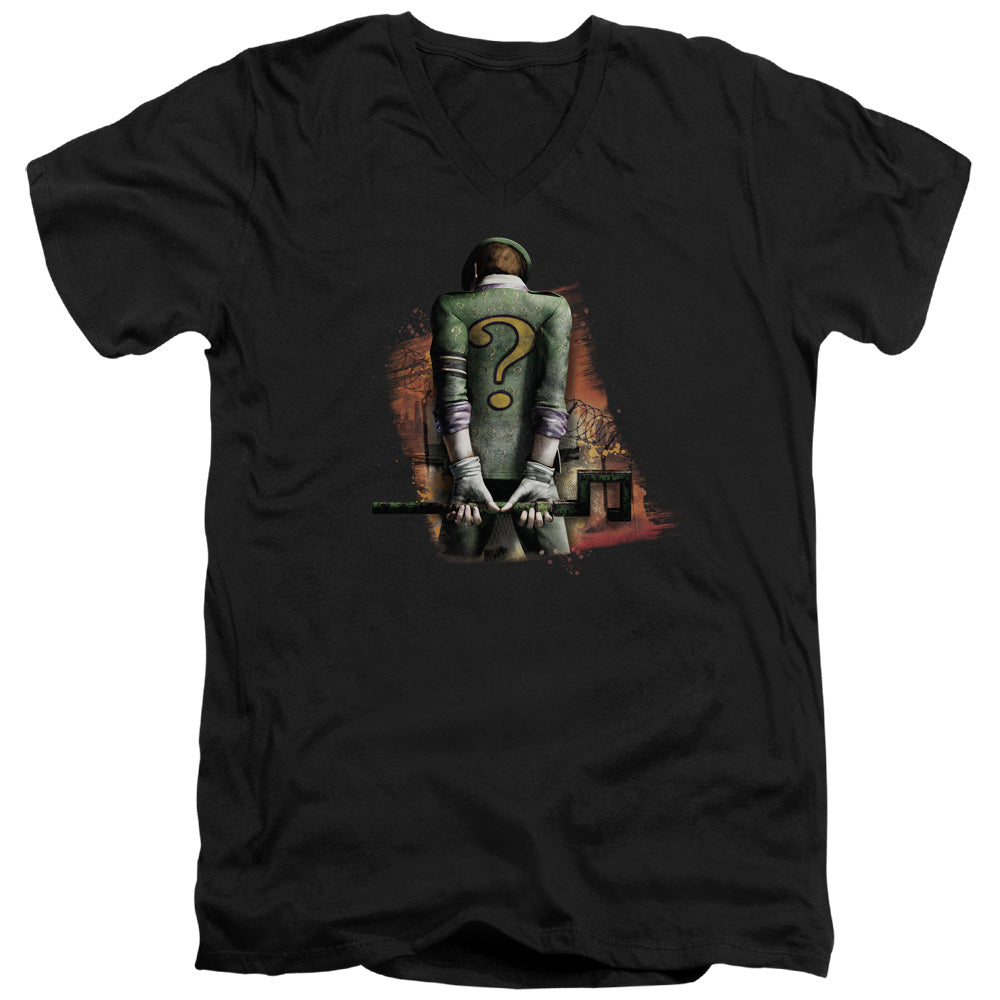 AN OFFCIALLY LICENSED ARKHAM CITY RIDDLER CONVICTED MEN'S V-NECK T-SHIRT BLACK