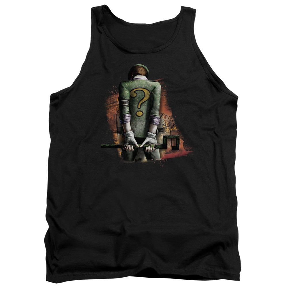 AN OFFCIALLY LICENSED ARKHAM CITY RIDDLER CONVICTED ADULT UNISEX TANK TOP BLACK