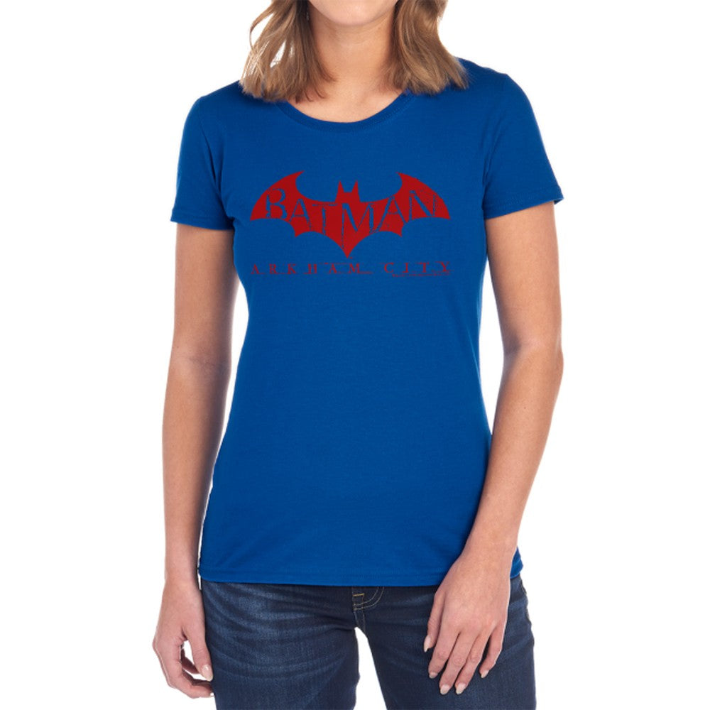 Arkham City Red Bat Licensed Women's T-Shirt Regular Fit MD-XL