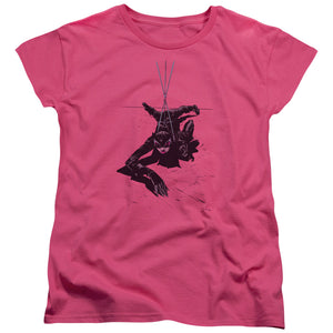 AN OFFCIALLY LICENSED BATMAN CATWOMAN ROPE WOMEN'S REGULAR FIT T-SHIRT HOT PINK