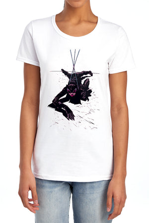 AN OFFCIALLY LICENSED BATMAN CATWOMAN ROPE WOMEN'S REGULAR FIT T-SHIRT BANANA