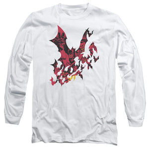 AN OFFCIALLY LICENSED BATMAN BROKEN CITY MEN'S LONG SLEEVE T-SHIRT WHITE
