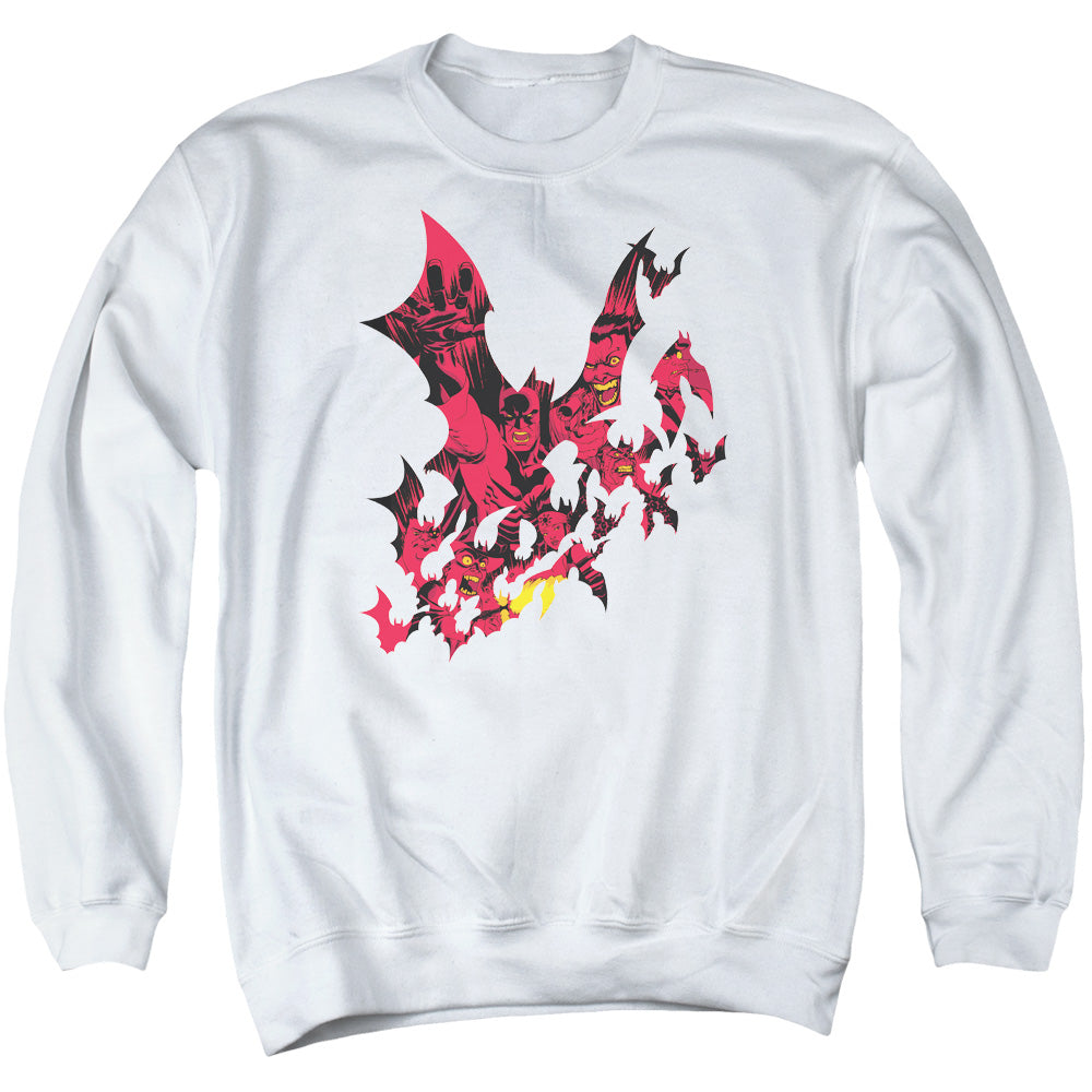 AN OFFCIALLY LICENSED BATMAN BROKEN CITY ADULT UNISEX CREWNECK SWEATSHIRT WHITE