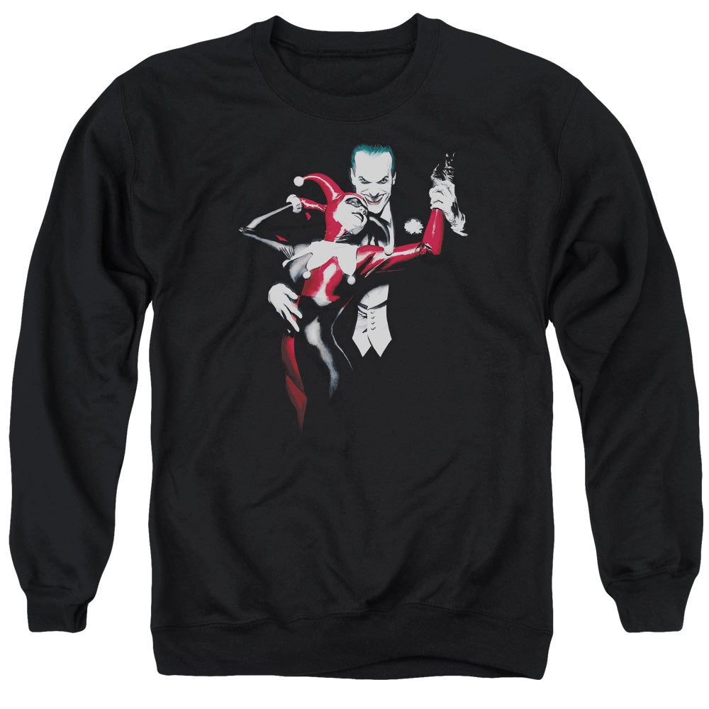 AN OFFCIALLY LICENSED BATMAN HARLEY AND JOKER ADULT UNISEX CREWNECK SWEATSHIRT BLACK