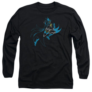 AN OFFCIALLY LICENSED BATMAN NEON BATMAN MEN'S LONG SLEEVE T-SHIRT BLACK