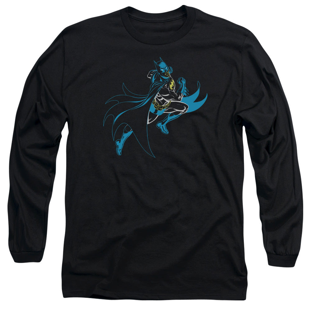 AN OFFCIALLY LICENSED BATMAN NEON BATMAN MEN'S LONG SLEEVE T-SHIRT BLACK