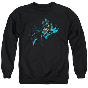 AN OFFCIALLY LICENSED BATMAN NEON BATMAN ADULT UNISEX CREWNECK SWEATSHIRT BLACK