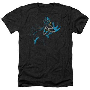 AN OFFCIALLY LICENSED BATMAN NEON BATMAN MEN'S HEATHER T-SHIRT CHARCOAL