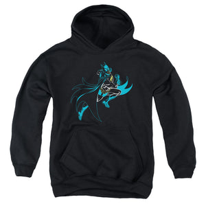 AN OFFCIALLY LICENSED BATMAN NEON BATMAN YOUTH HOODIE BLACK