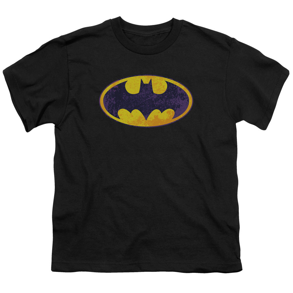 Batman Bm Neon Distress Logo Licensed Kid's T-Shirt (Ages 4-7) MD
