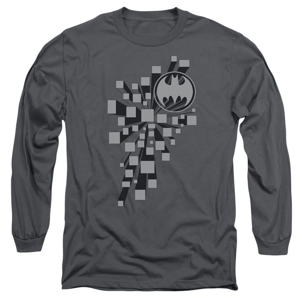 AN OFFCIALLY LICENSED BATMAN GOTHAM 3D MEN'S LONG SLEEVE T-SHIRT CHARCOAL