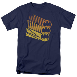 AN OFFCIALLY LICENSED BATMAN BAT SIGNAL SHAPES MEN'S REGULAR FIT T-SHIRT NAVY