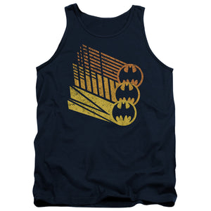 AN OFFCIALLY LICENSED BATMAN BAT SIGNAL SHAPES ADULT UNISEX TANK TOP NAVY
