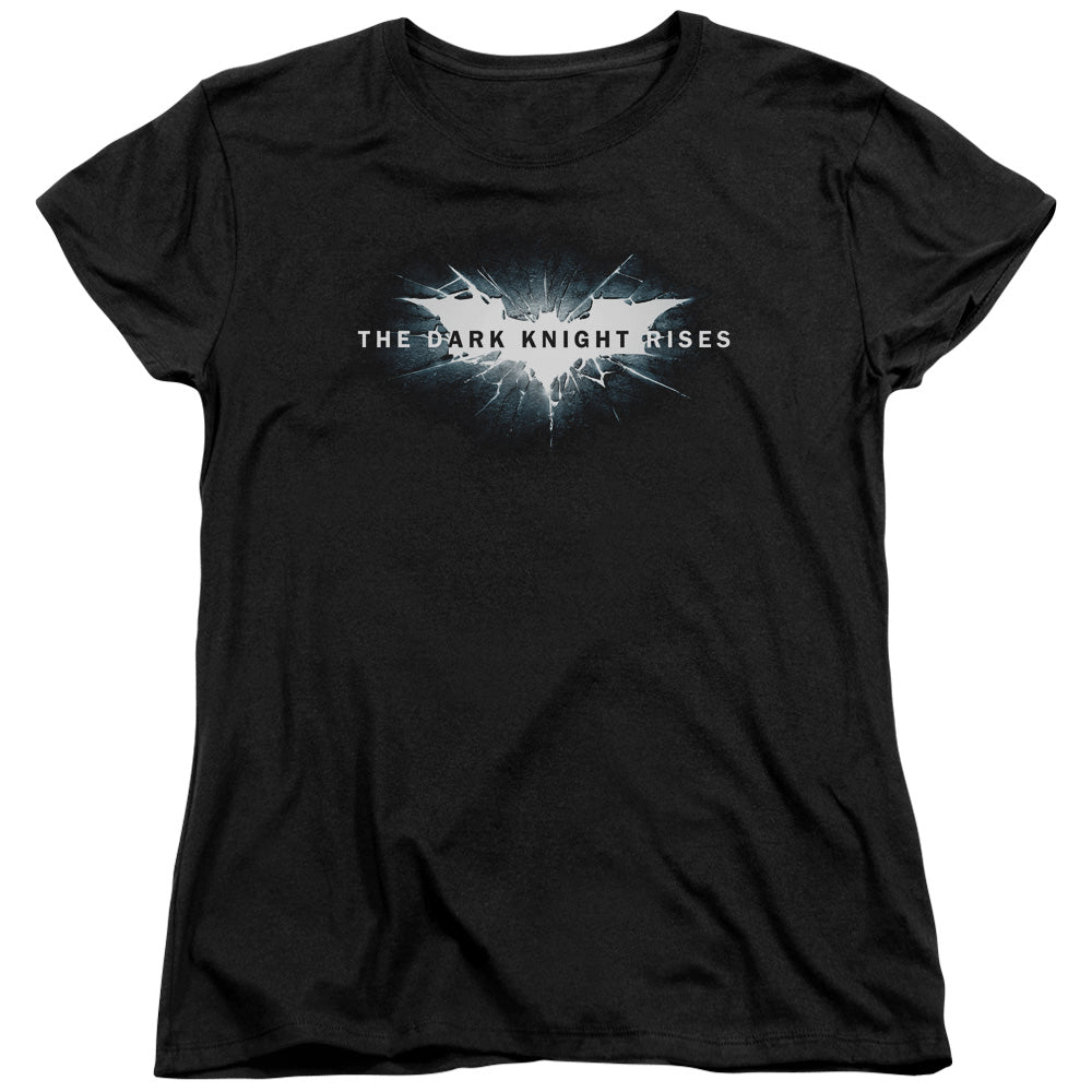 Dark Knight Rises Cracked Bat Logo Licensed Women's T-Shirt Regular Fit SM-2X
