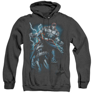 AN OFFCIALLY LICENSED BATMAN EVIL RISING ADULT UNISEX HEATHER PULLOVER HOODIE BLACK