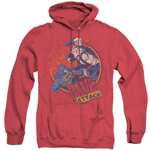 AN OFFCIALLY LICENSED BATMAN BANE ATTACK! ADULT UNISEX HEATHER PULLOVER HOODIE RED