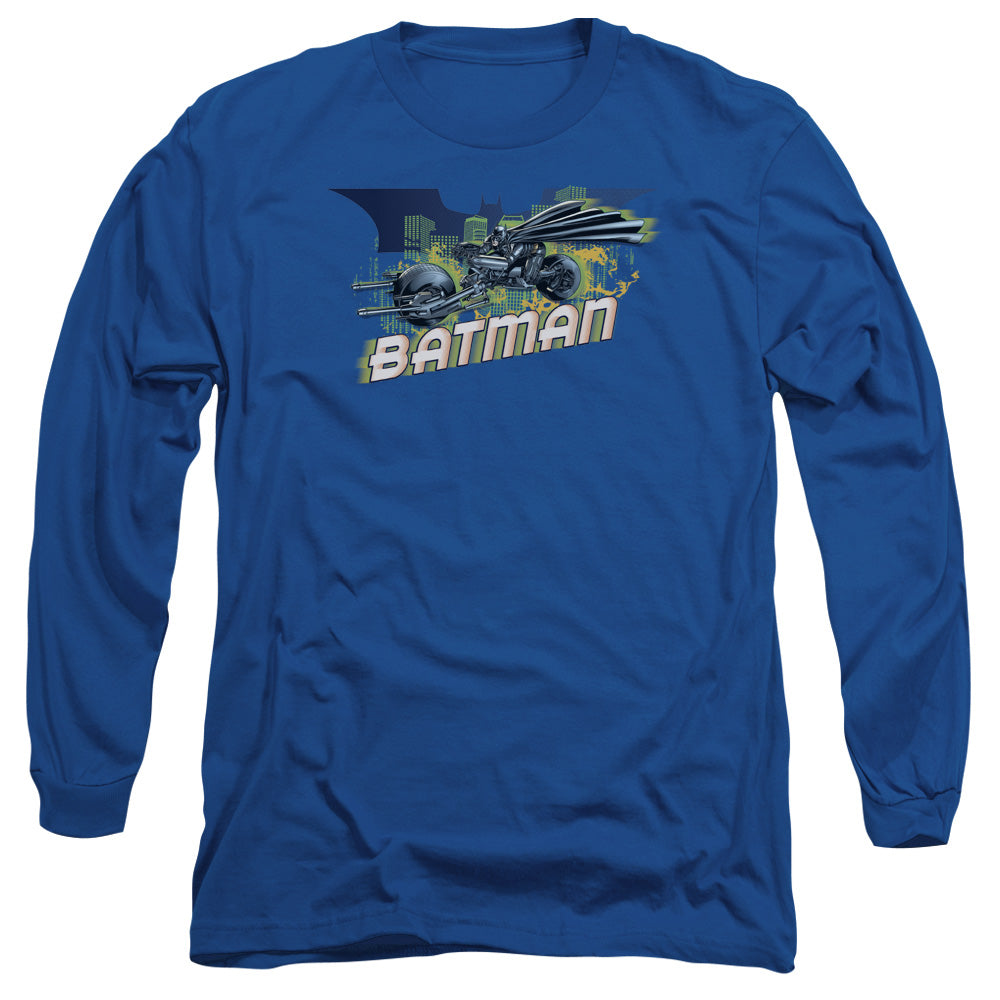 Dark Knight Rises Wheels On Fire Licensed Adult Unisex Long Sleeve T-Shirt LG