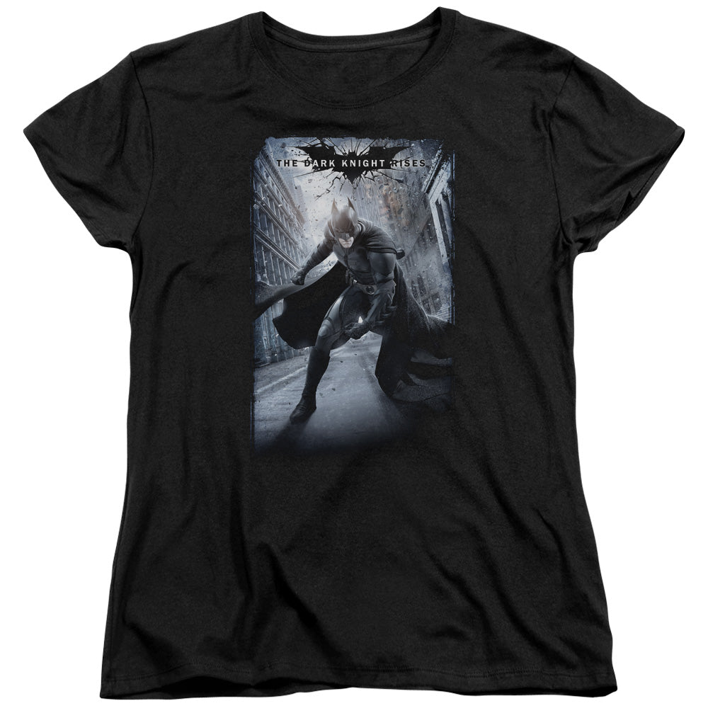 Dark Knight Rises Crumbled Poster Licensed Women's T-Shirt Regular Fit LG