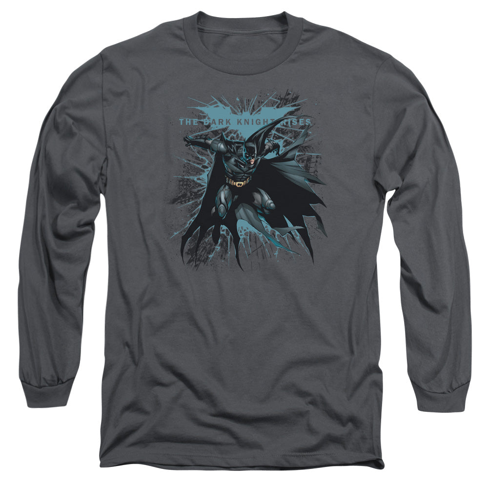 Dark Knight Rises Blue Crackle Licensed Adult Unisex Long Sleeve T-Shirt LG