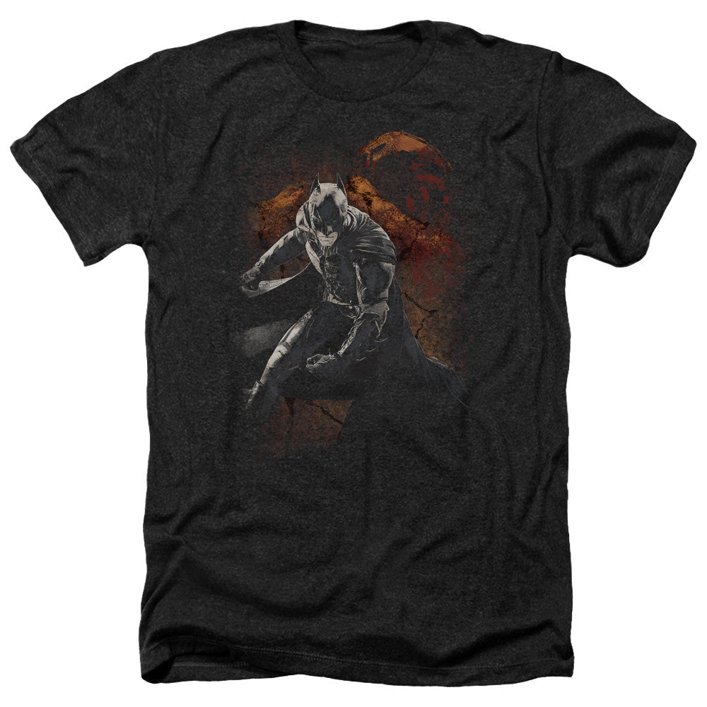 Dark Knight Rises Grungy Knight Licensed Adult Unisex T-Shirt Heather Tee LG