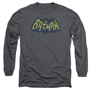 AN OFFCIALLY LICENSED BATMAN SHOW BAT LOGO MEN'S LONG SLEEVE T-SHIRT CHARCOAL
