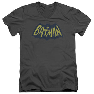 AN OFFCIALLY LICENSED BATMAN SHOW BAT LOGO MEN'S V-NECK T-SHIRT CHARCOAL