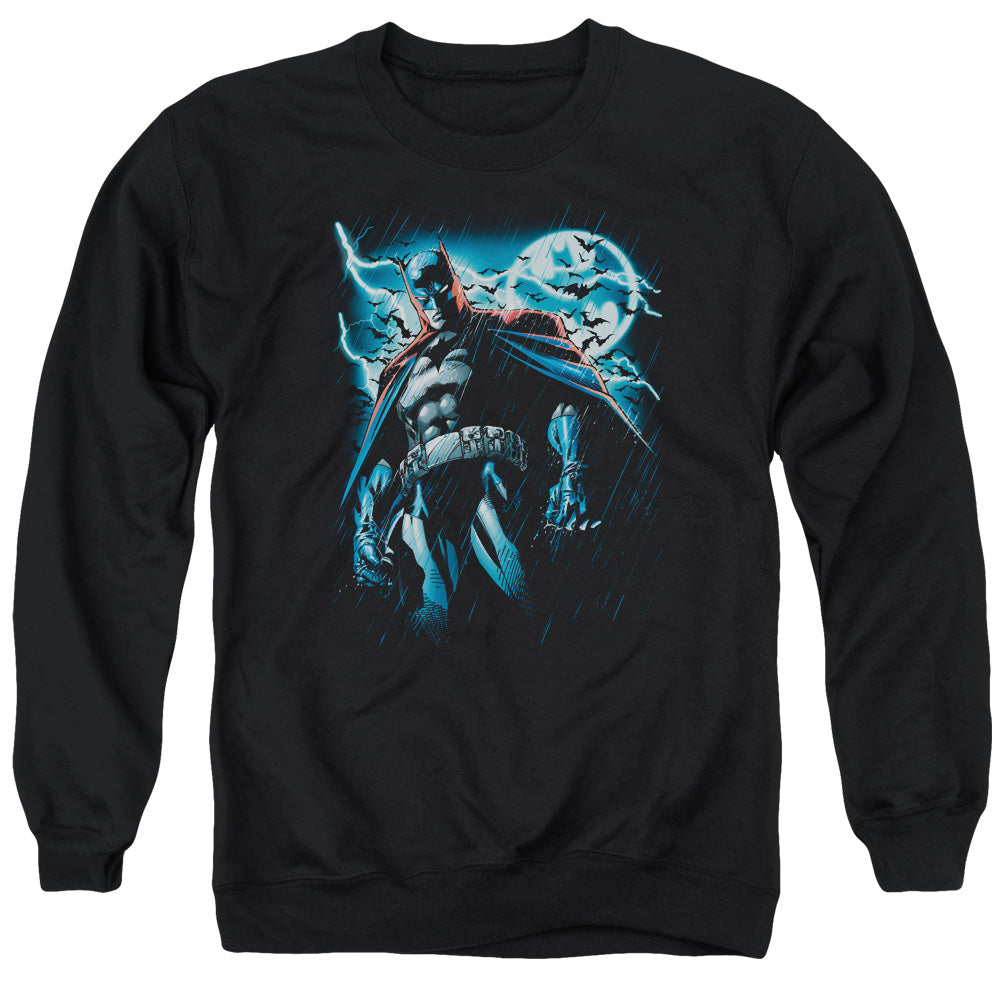 AN OFFCIALLY LICENSED BATMAN STORMY KNIGHT ADULT UNISEX CREWNECK SWEATSHIRT BLACK