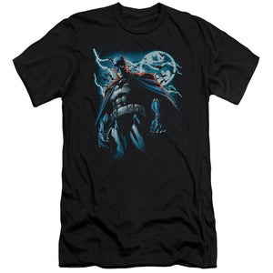 AN OFFCIALLY LICENSED BATMAN STORMY KNIGHT MEN'S PREMIUM SLIM FIT T-SHIRT BLACK
