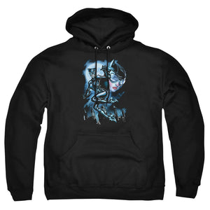 AN OFFCIALLY LICENSED BATMAN MOONLIGHT CAT ADULT UNISEX PULLOVER HOODIE BLACK