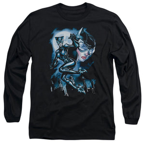 AN OFFCIALLY LICENSED BATMAN MOONLIGHT CAT MEN'S LONG SLEEVE T-SHIRT BLACK