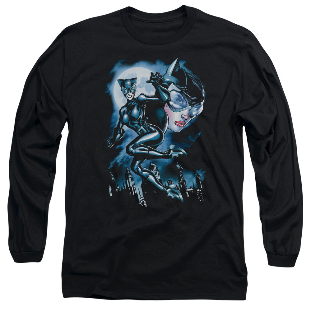 AN OFFCIALLY LICENSED BATMAN MOONLIGHT CAT MEN'S LONG SLEEVE T-SHIRT BLACK