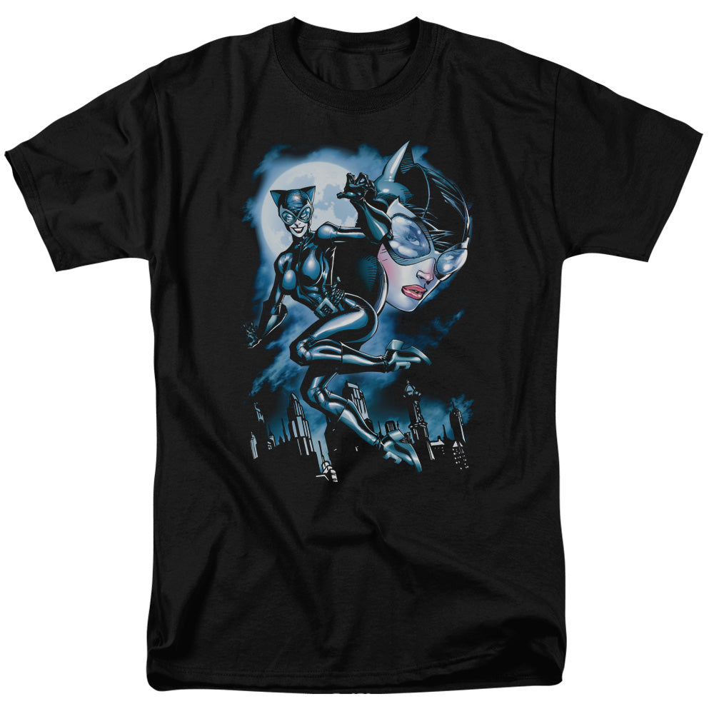 AN OFFCIALLY LICENSED BATMAN MOONLIGHT CAT MEN'S REGULAR FIT T-SHIRT BLACK